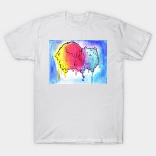 Rainbow Watercolor Pomeranian T-Shirt